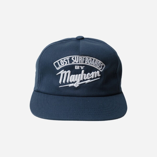Navy blue cap with white logo