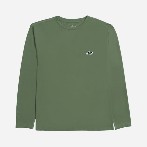 Green long-sleeve shirt with small logo