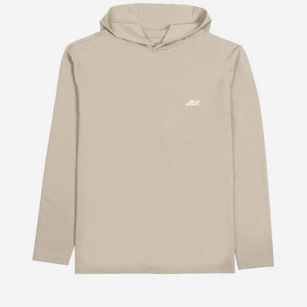 Beige hoodie with logo on chest