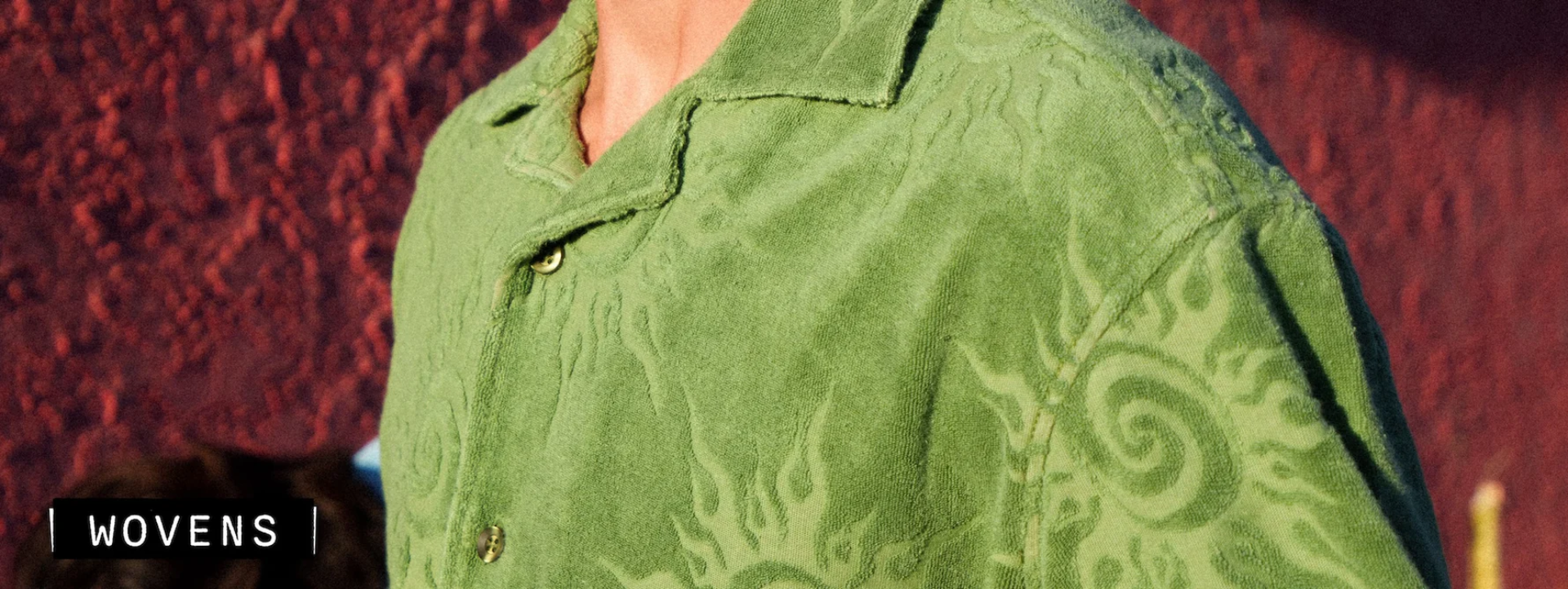 Green patterned shirt with buttons